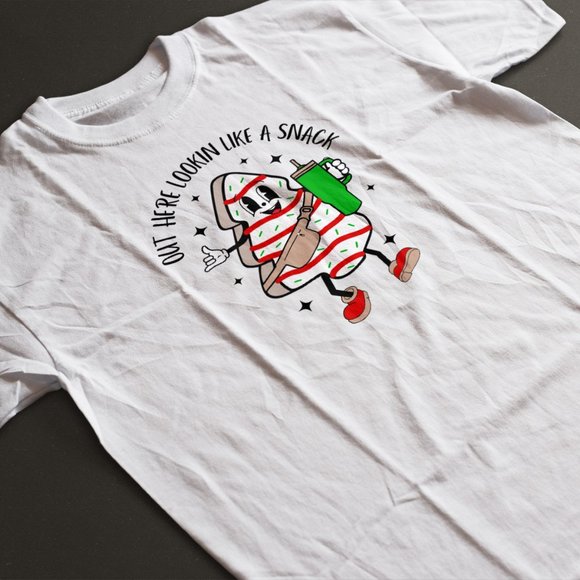 Out Here Looking Like A Snack Christmas Tree Cake Shirt - Picture 1 of 1